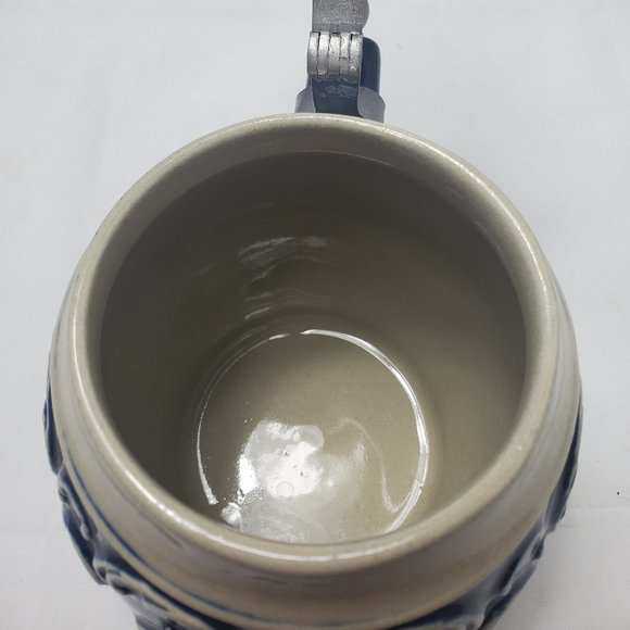 Gerzit West Germany Stone Ceramic Lidded Beer Stein Blue Octoberfest Rare Style - Picture 5 of 9